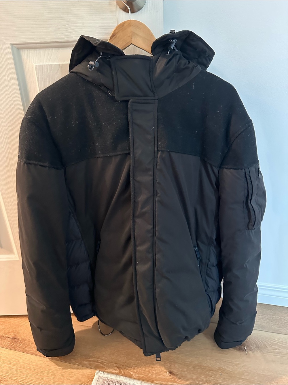 Armani Exchange Black Hooded Puffer Jacket